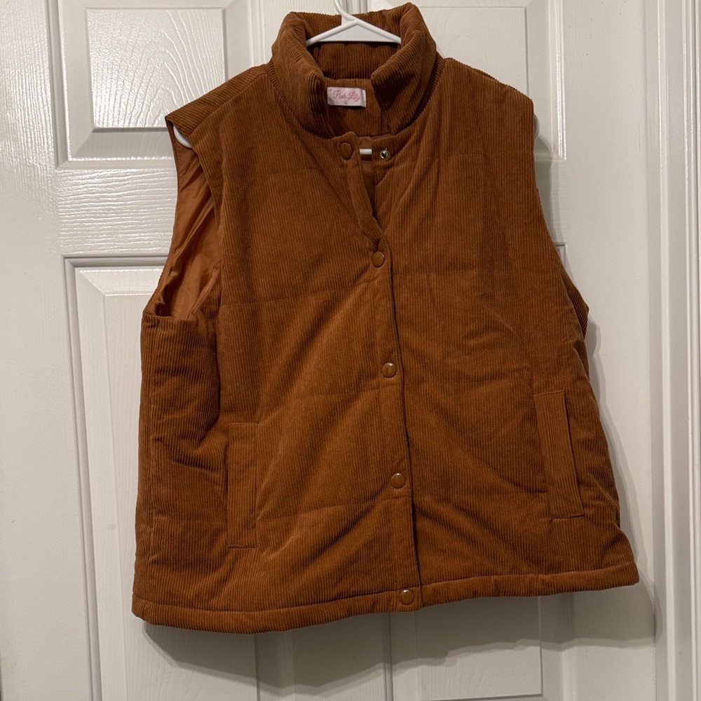 Pink Lily Rust Corduroy Vest